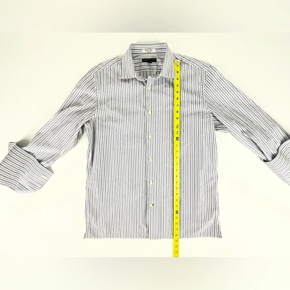 Banana Republic Slim Fit Italian‎ Fabric Blue Stripe Button Down Shirt 16-16.5 L
